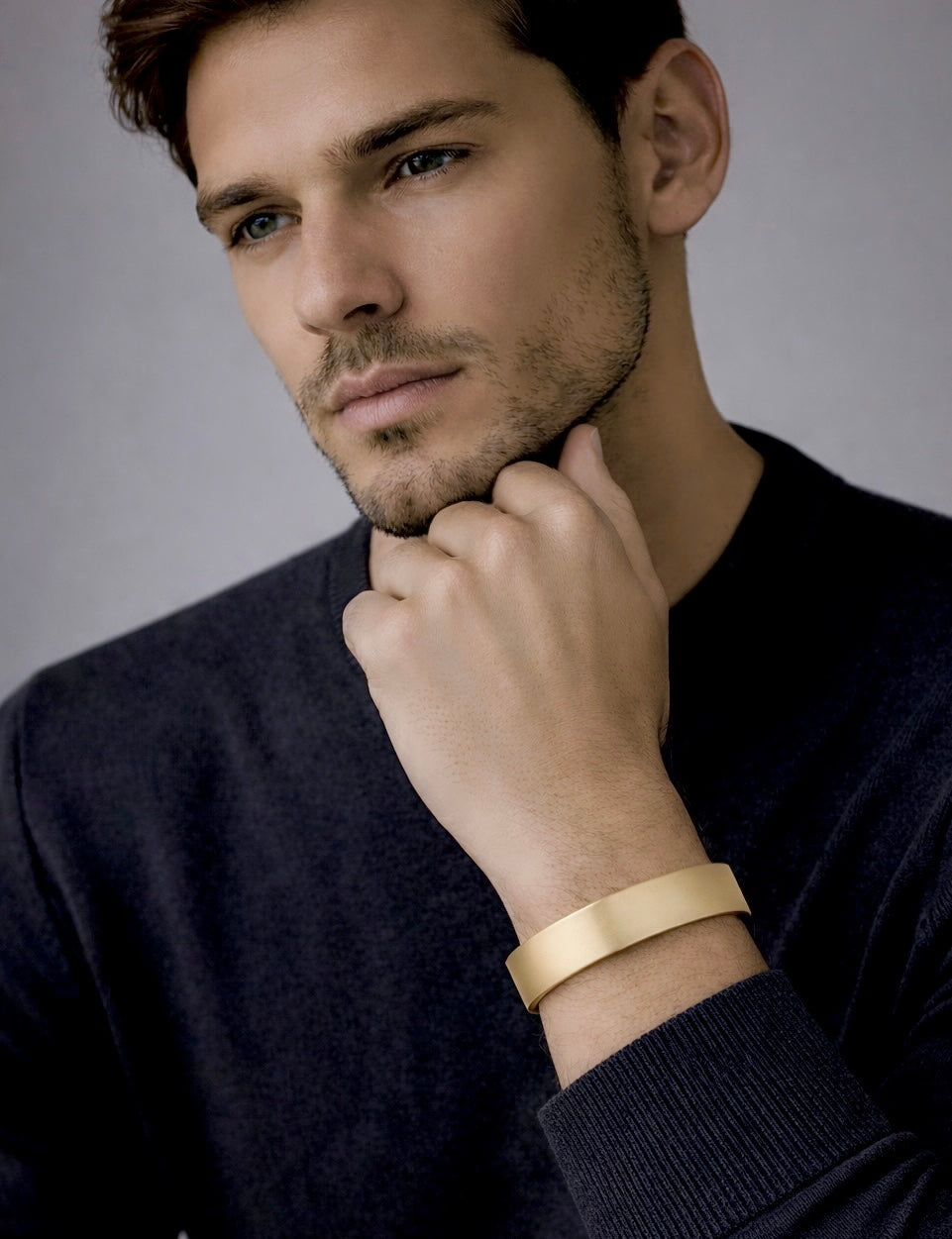 Thick Matte Gold Bangle Bracelet