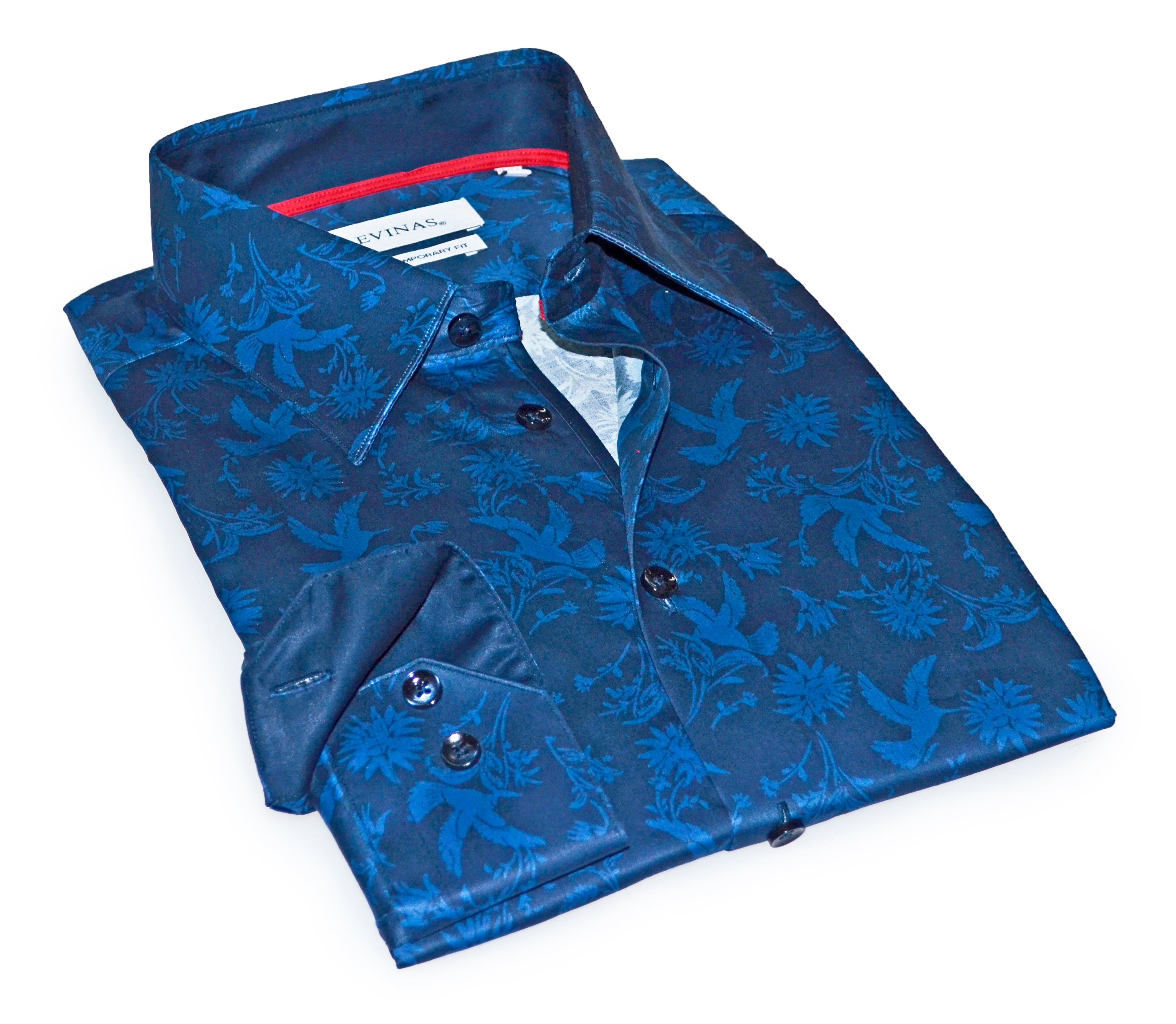 Button-Up Shirt With Contrast Details (Navy)