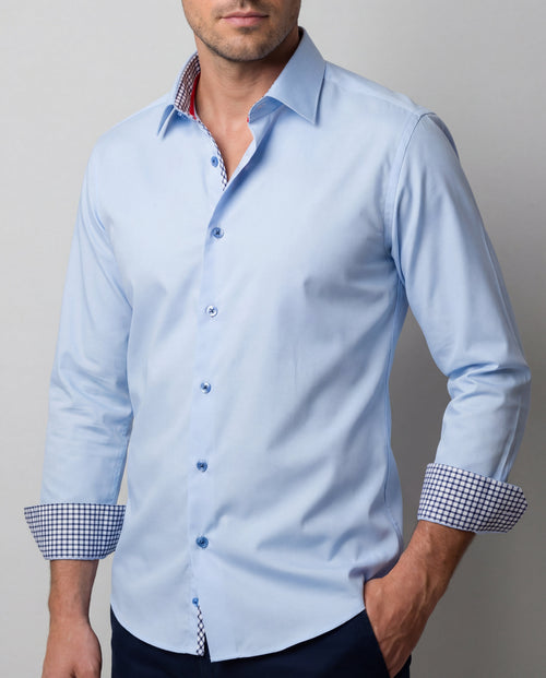 Button-Up Shirt With Contrast Details (Blue)