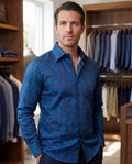 Button-Up Shirt With Contrast Details (Navy)